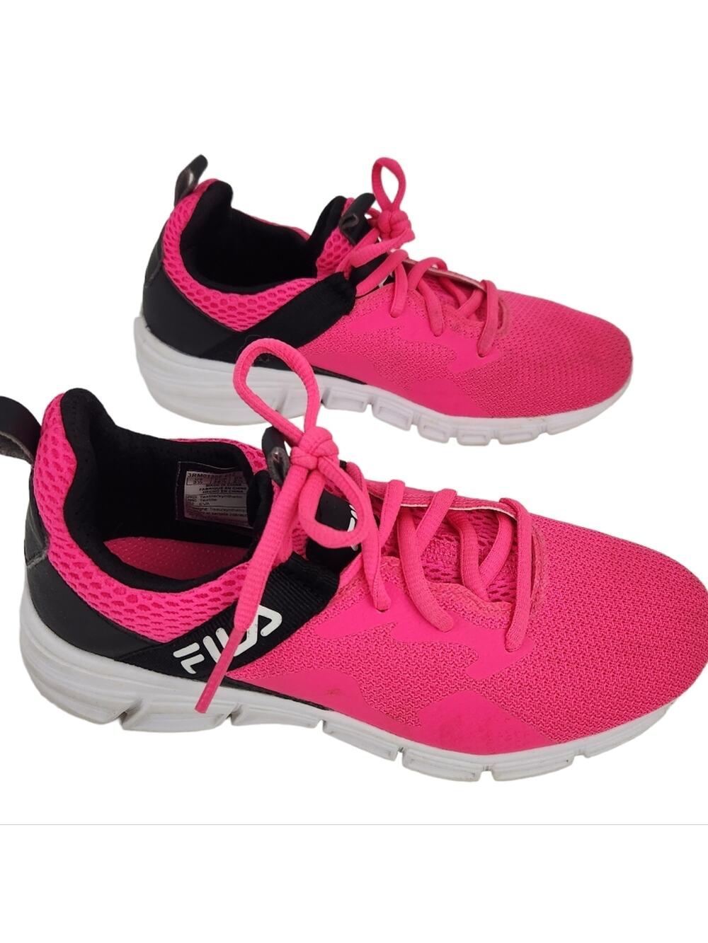 Fila Girls Capello Running Sneakers Size 3.5 Pink Black Athletic Shoes Kids